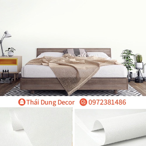 Decal Giấy Dán Tường Trắng Trơn Nhám 10M khổ 45cm siêu đẹp
