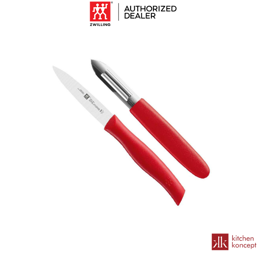 Zwilling - bộ dao twin grip màu đỏ - 2 món