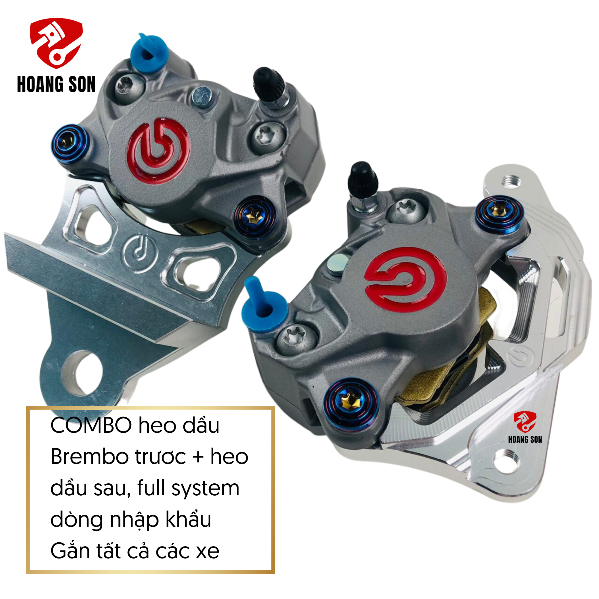 Full combo heo dầu brembo 2 pis-heo dầu brmbo 2 pis bánh trước-heo dầu brembo 2pis bánh sau đầy đủ part heo brembo 2pis mod gắn cho hầu hết các dòng xe hiện nay-heo brembo logo đỏ-shop hoàng sơn kho sỉ