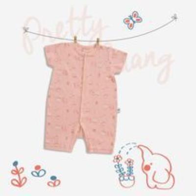 Bodysuit cúc giữa cho bé CHAANG garden hồng