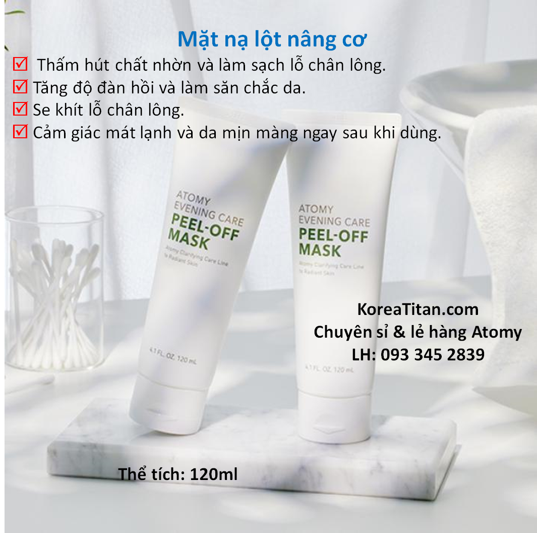 Mặt nạ dạng gel giúp săn chắc da, tăng đàn hồi và se khít lỗ chân lông của bộ 4 - Atomy evening Peel Off Mask 120 ml - 필오프마스크 - Вечерняя маска-пленка Atomy