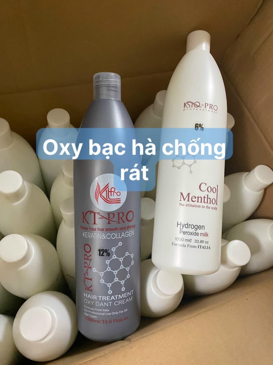 Oxy nhuộm tóc hương bạc hà chống rát, mát lạnh kstq-pro 1000ml