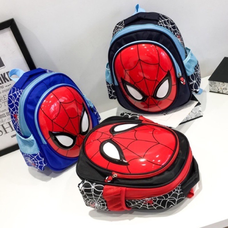 Balo Cho Bé Mẫu Giáo, Balo Mầm Non Bé Gái Bé Trai Nắp Nhựa Hoạt Hình Người Nhện Chống Nước, Chống Va Đập.