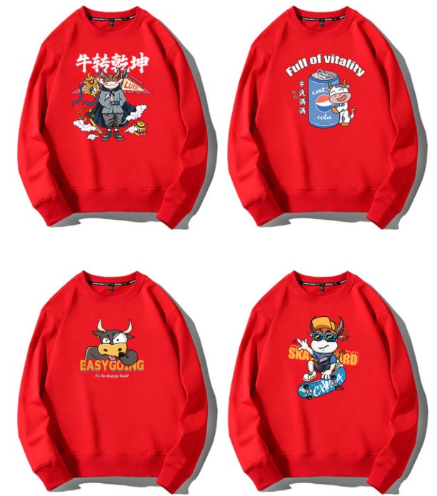 [HCM]Áo Sweater Nam Nữ Tay Dài Chất Liệu Da Cá Phối Màu in Hình Tết 2021 Trẻ Trung Độc Đáo Siêu Hot