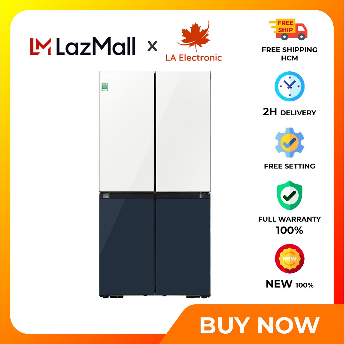 Samsung Inverter refrigerator 599 liters RF60A91R177/SV - Free shipping HCM - Automatic ice making Soft freezer compartment to store fish meat without defrosting, Digital Inverter Customizable temperature with convenient electronic control panel