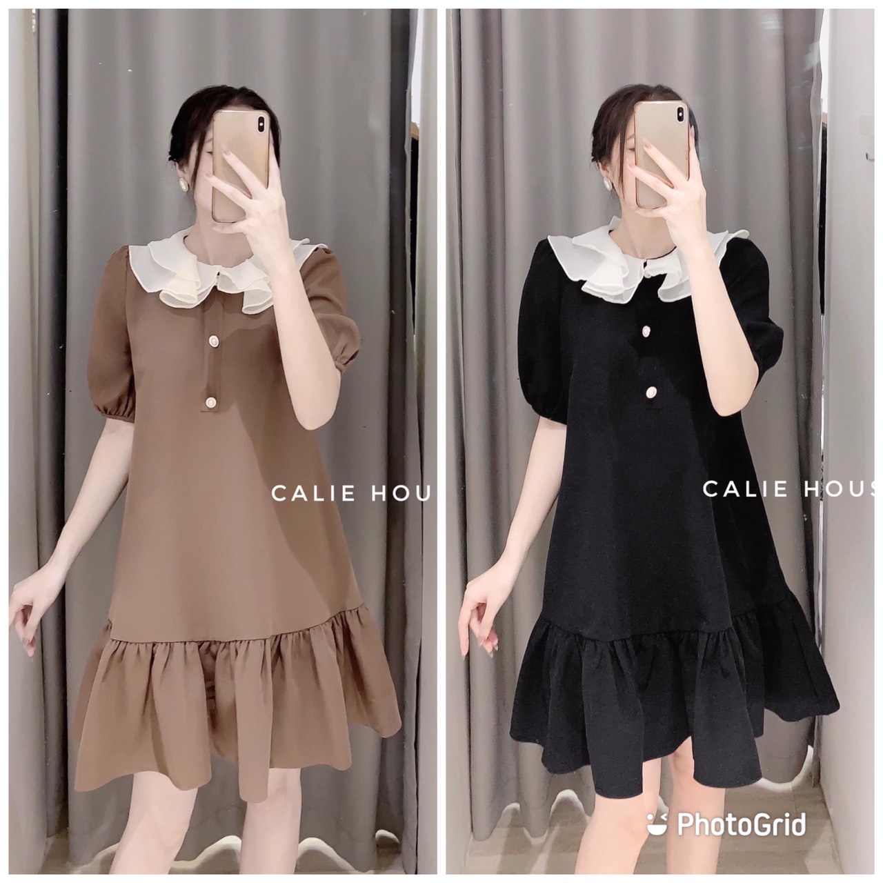 Đầm bầu thiết kế V66 Váy bầu công sở dáng đuôi cá màu nâu đen có khóa sau lưng dễ mặc full size S/M/L