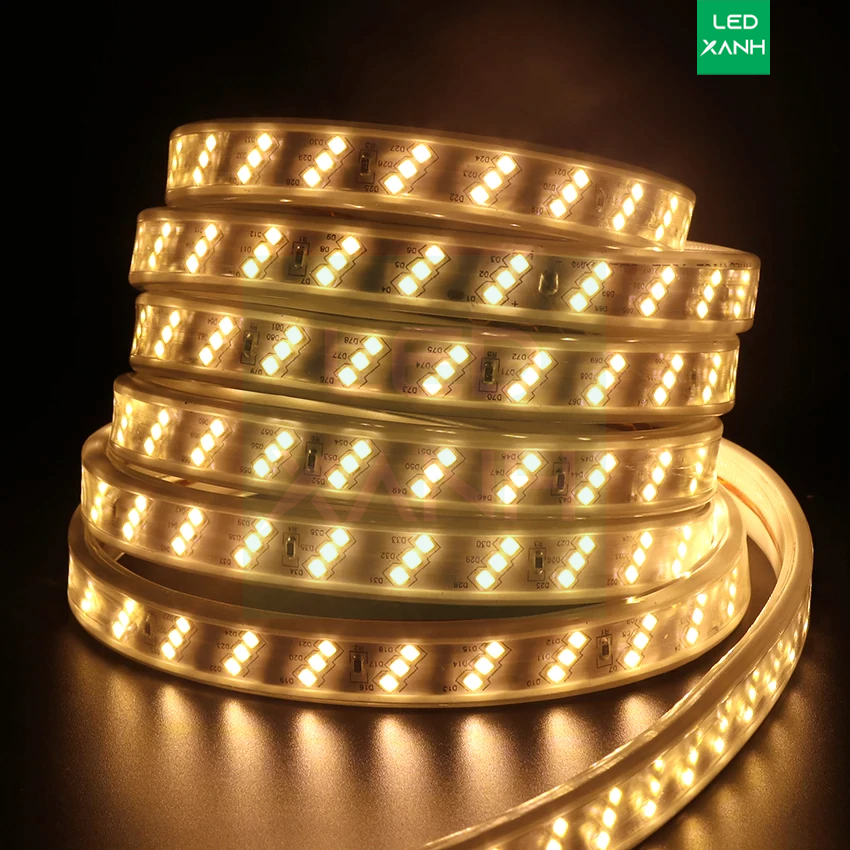 [COM BO] 15 Mét dây Đèn Led 3 hàng led 2835 ánh sáng vàng, trắng, xanh dương, đèn led hắt trần, trang trí Nhà cửa, sân vườn, quấn cây, quán cafe, trà sữa, trà chanh 220V (Tặng kèm nguồn)