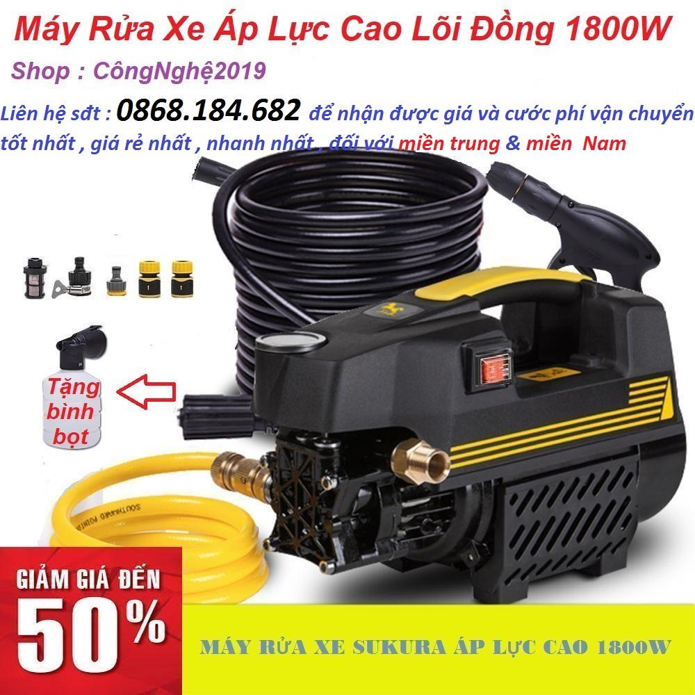 Máy rửa xe mô tô, ô tô gia đình 1800w lõi đồng