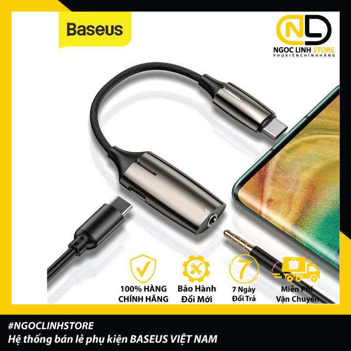 Cáp chuyển đổi Baseus Audio Converter L60-Từ Type C sang Type C (female) + headphones jack 3,5 mm