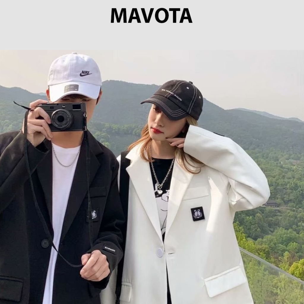 Áo blazer nam nữ mavota áo khoác unisex mác mèo đen trắng ad09