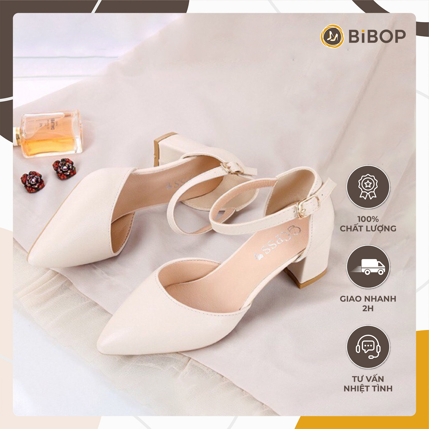 Giày mũi nhọn đế vuông quai ngang kiểu dáng thời trang cao 5 phân, Giày dép nữ, Giày nữ đi học, Giày sandal nữ, Giầy cao gót 5 phân nữ, Giày dép nữ Bibop, E5