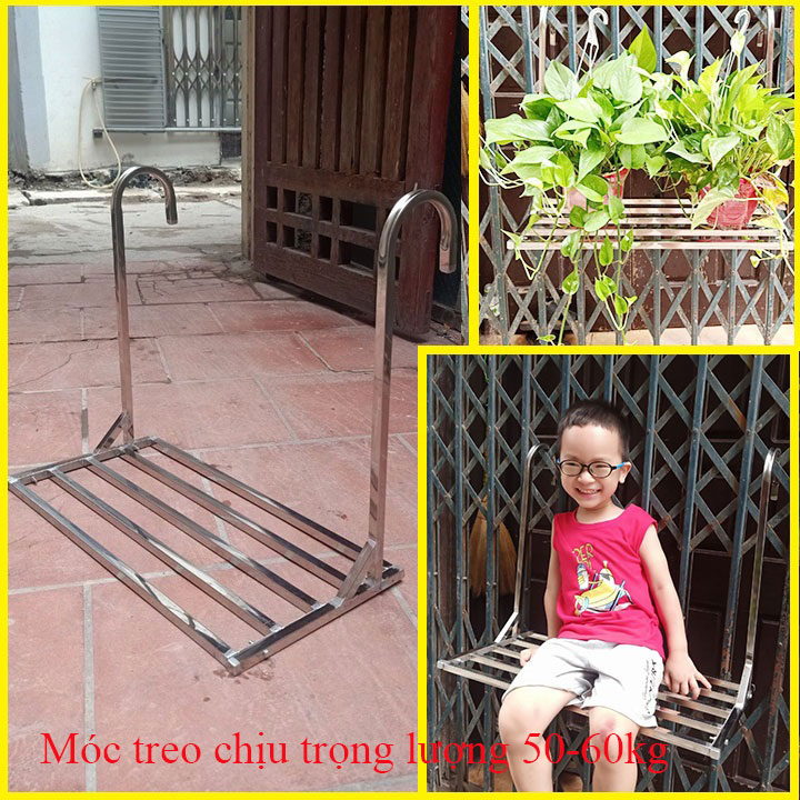 Giá treo chậu hoa cây cảnh ban công inox dài 63cm cao 53cm