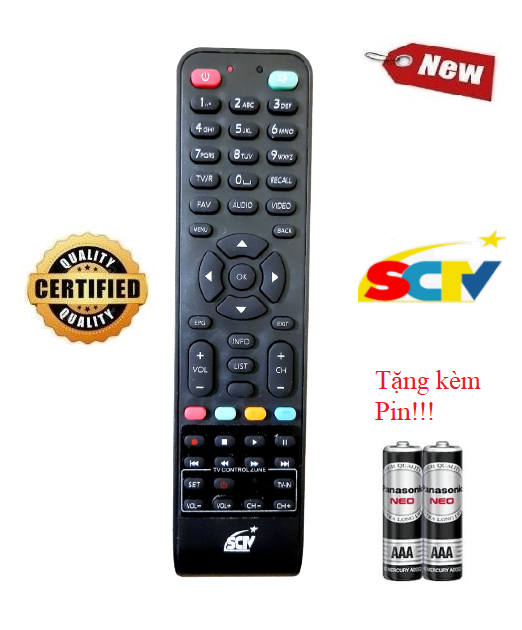 Điều khiển đầu thu truyền hình cáp SCTV- Hàng tốt 100% Tặng kèm Pin!!!