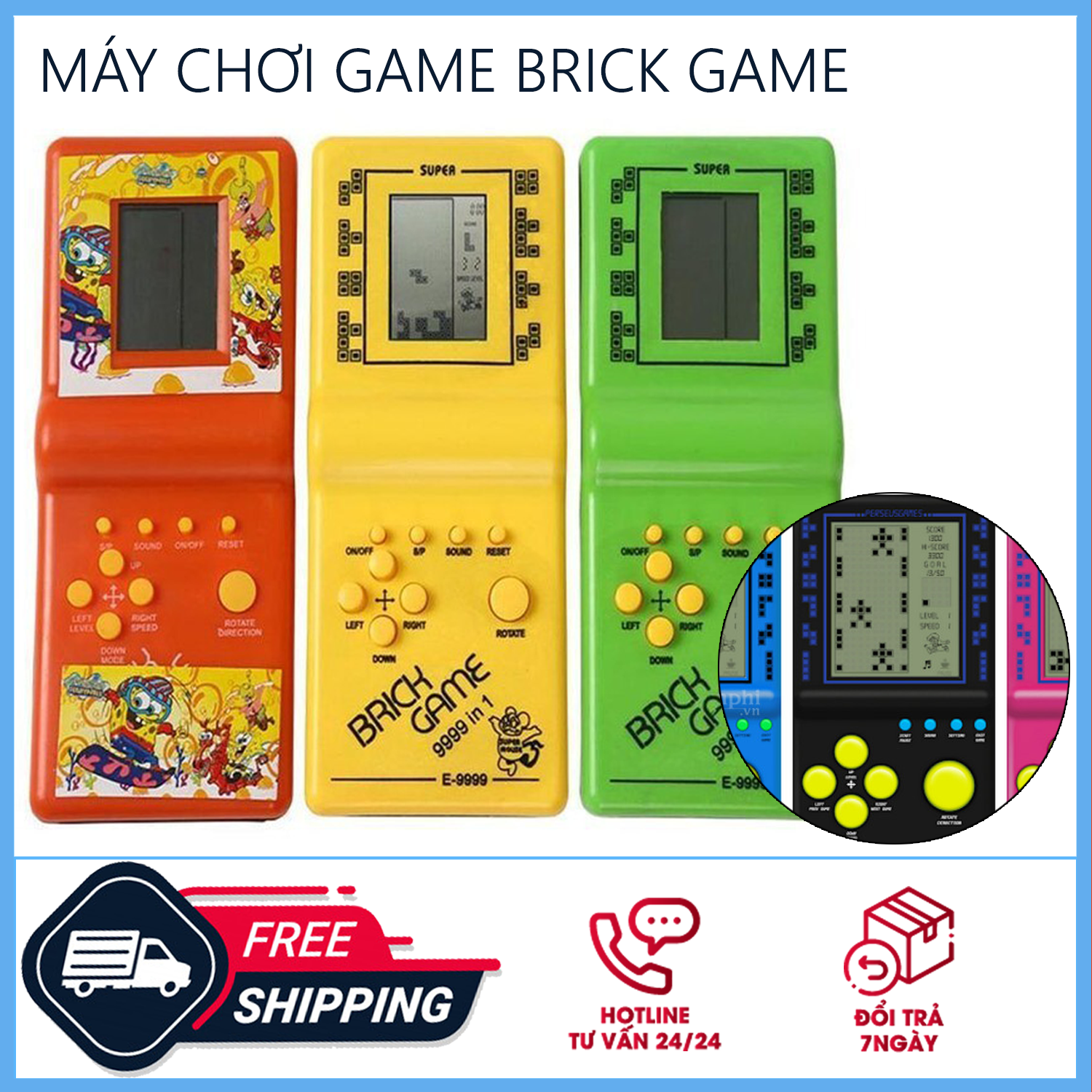 [TUỔI THƠ DỮ DỘI] Máy Chơi Điện Tử Cầm Tay Huyền Thoại Brick Game- Máy Điện Tử Siêu Kinh Điển Brick Game - Máy điện tử xếp hình