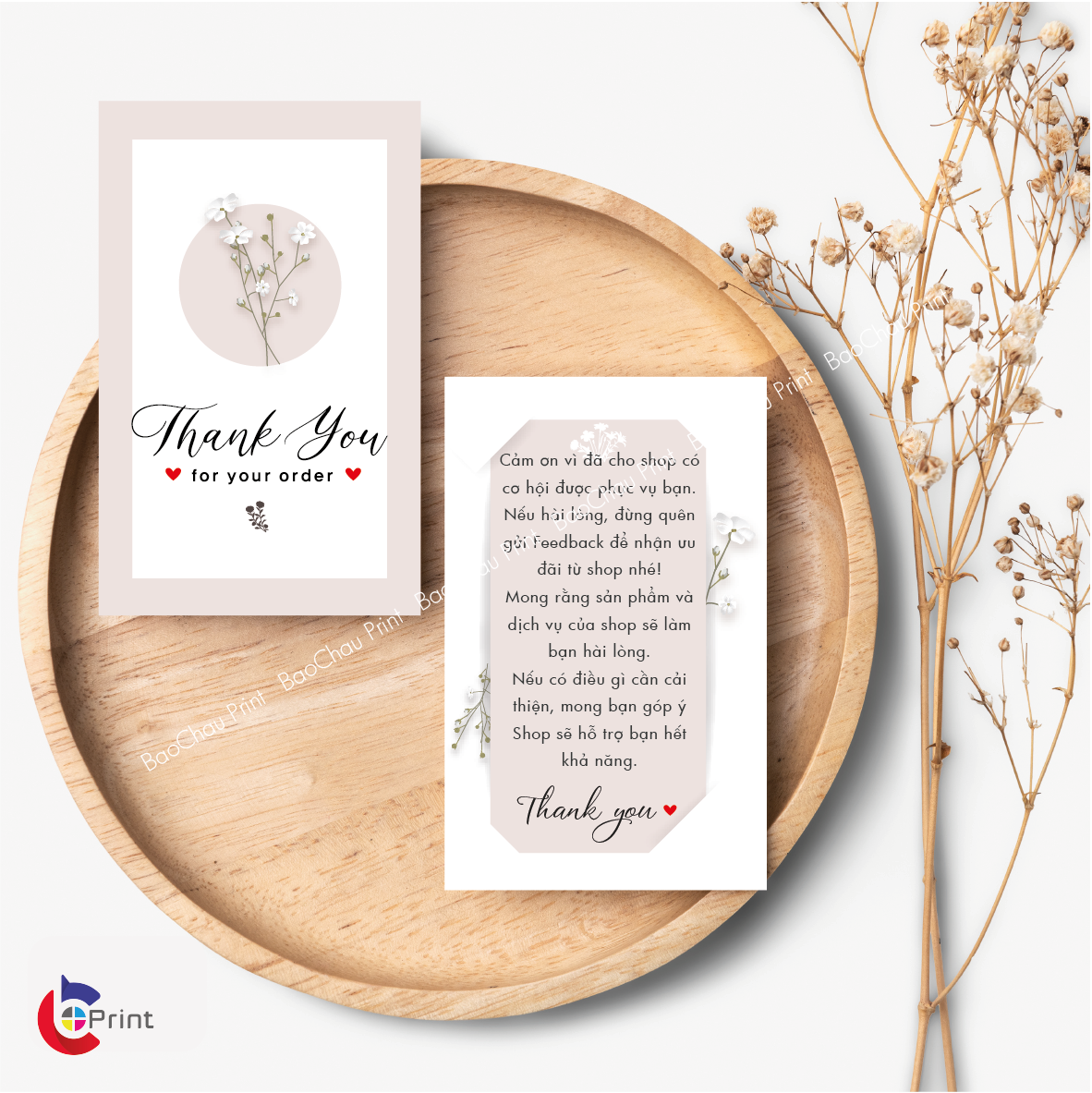 Card thank you cảm ơn khách hàng, name card, kích thước 9x5,5 cm