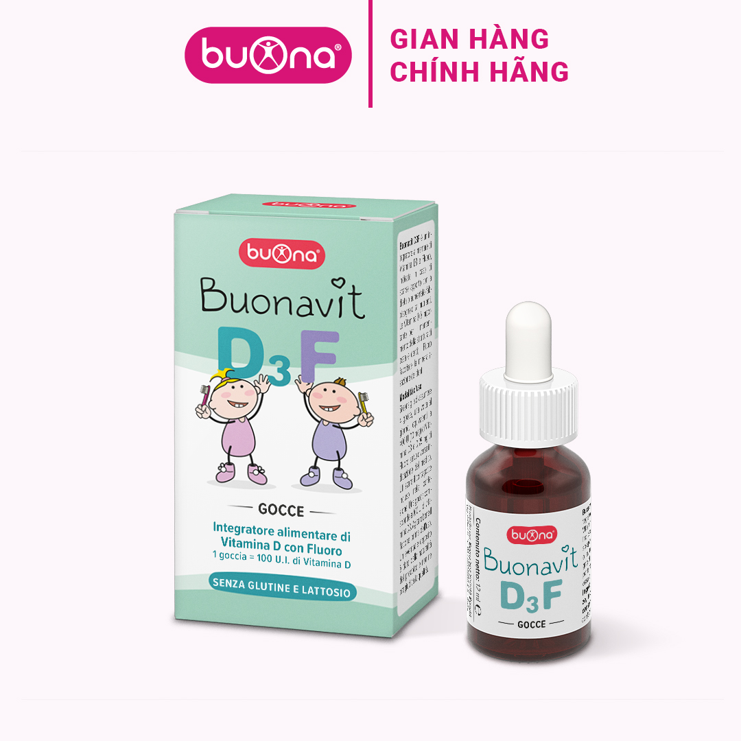 Buonavit d3f – bổ sung vitamin d3 và flor dạng nhỏ giọt, giúp tăng hấp thu canxi, răng đẹp dáng cao - lọ 12ml
