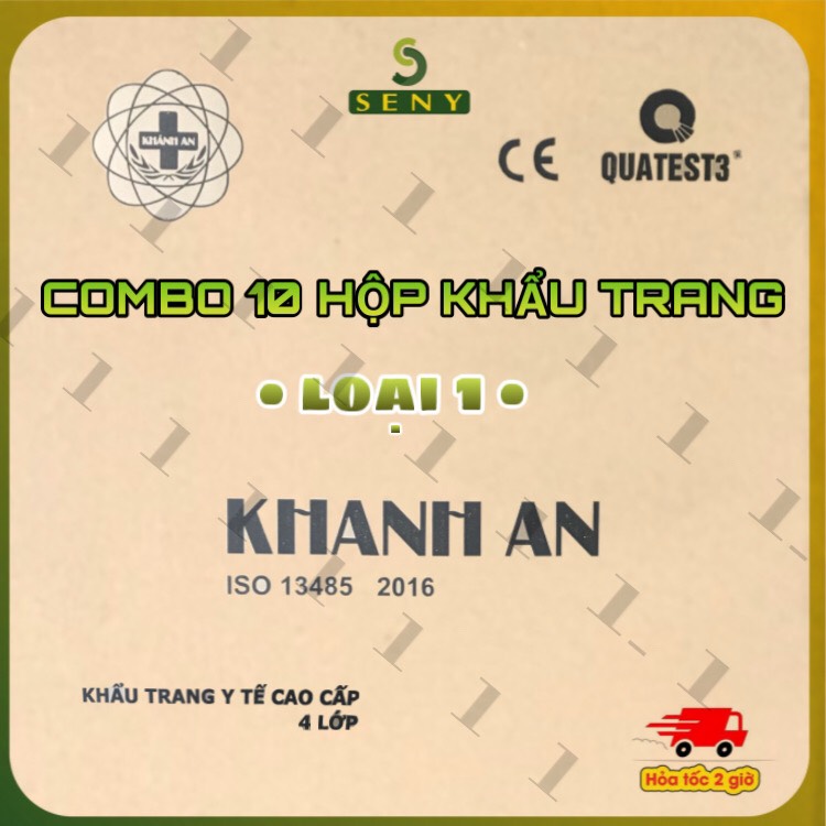 COMBO 10 HỘP KHẨU TRANG Y TẾ 4 LỚP KHÁNG KHUẨN KHÁNH AN Loại 1 K01