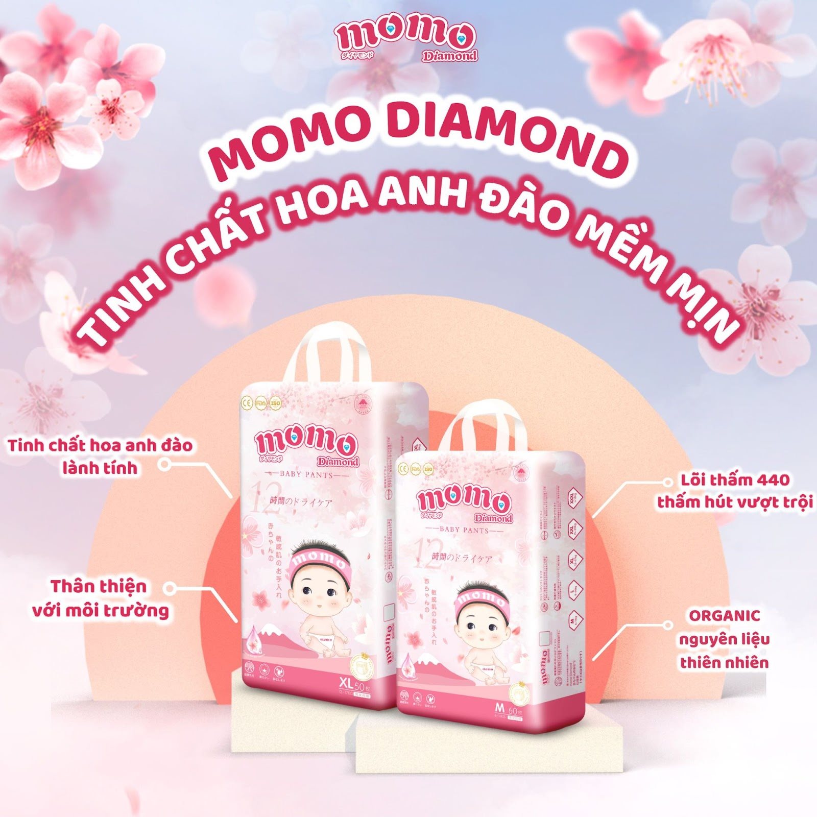 Bỉm tã dán / quần momo diamond nhật bản đủ size