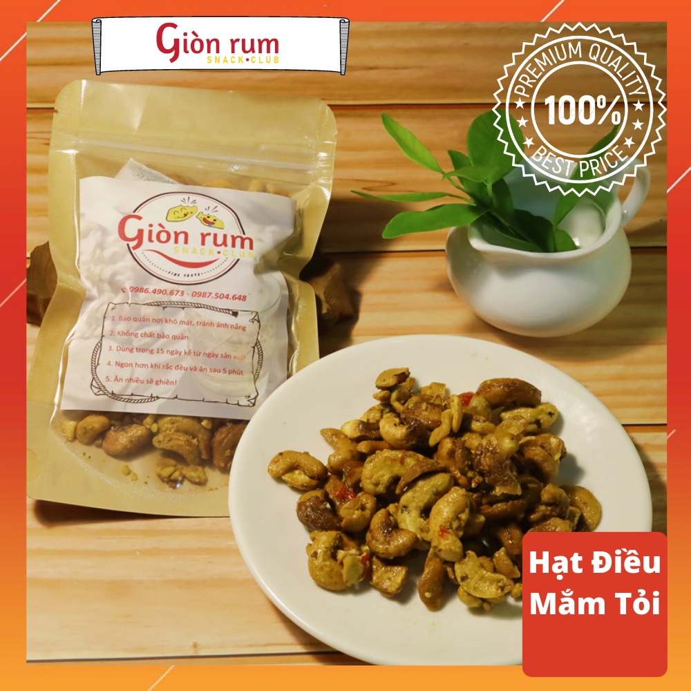 Hạt điều rang tỏi ớt vỡ handmade nguyên vị – mặn mặn giòn thơm - giòn rụm snack club