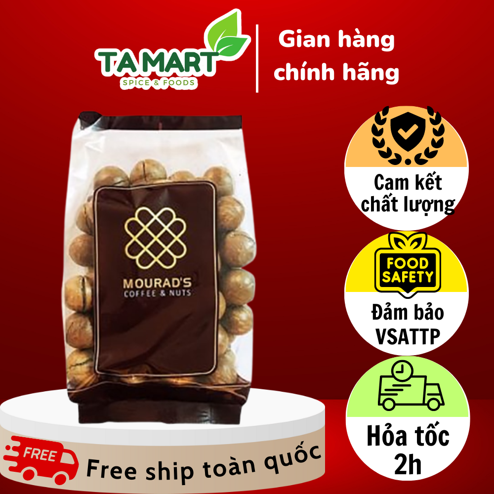 Hạt Macca Nguyên Vỏ Nứt Tự Nhiên Mourad's 500g - Ăn vặt tốt cho sức khỏe - Mourad's Macadamia Roasted 500g