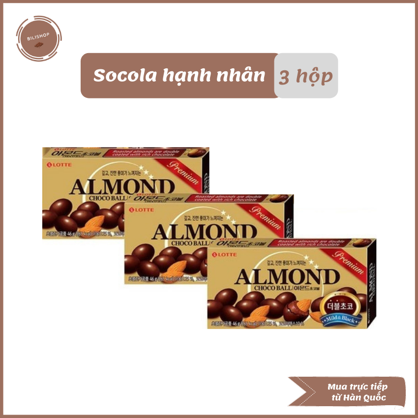 [HCM]Socola hạnh nhân Hàn Quốc - Combo 3 hộp