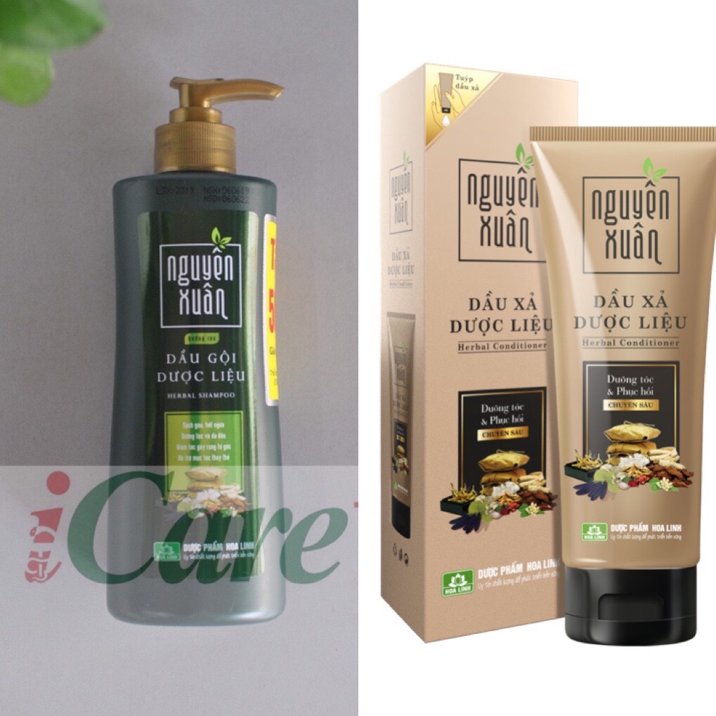 COMBO DẦU GỘI - DẦU XẢ DƯỢC LIỆU NGUYÊN XUÂN DƯỠNG TÓC - ICARE