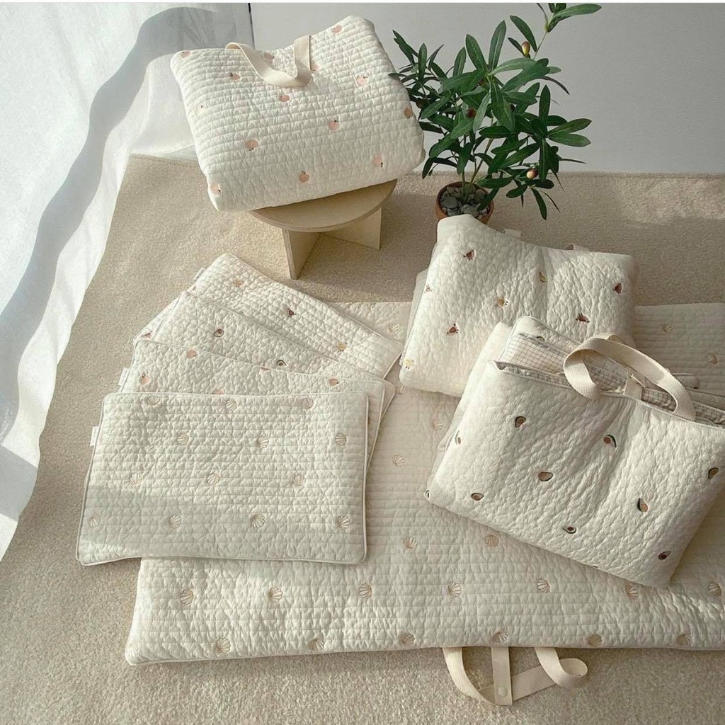[HCM]Thảm Nằm cotton organic thêu Quilting    Hàn Quốc