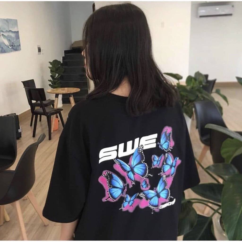 [HCM]Áo Thun Tay Lỡ Unisex IN SWE BƯỚM- Áo Thun Phông Rộng Thời Trang Nam Nữ Bắt Trent
