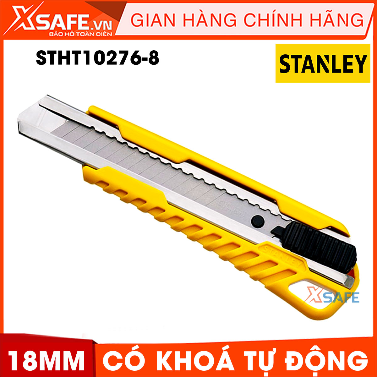 Dao khóa tự động 18mm stanley stht10276-8 thân được làm bằng nhựa abs cao cấp. dao rọc stanley chịu lực và chịu nhiệt tốt