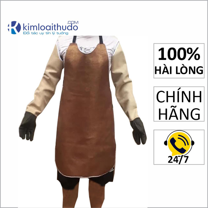 Tạp dề da bò bảo vệ thợ hàn, bảo vệ giọt bắn cho đầu bếp công nghiệp, thợ giặt quần áo, thợ cơ khí. Da mềm mại, cách nhiệt tốt.