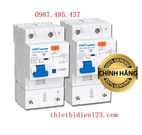 Cb chống giật chint 1p+n 100a - át chống rò chống giật chint dz158le 100a