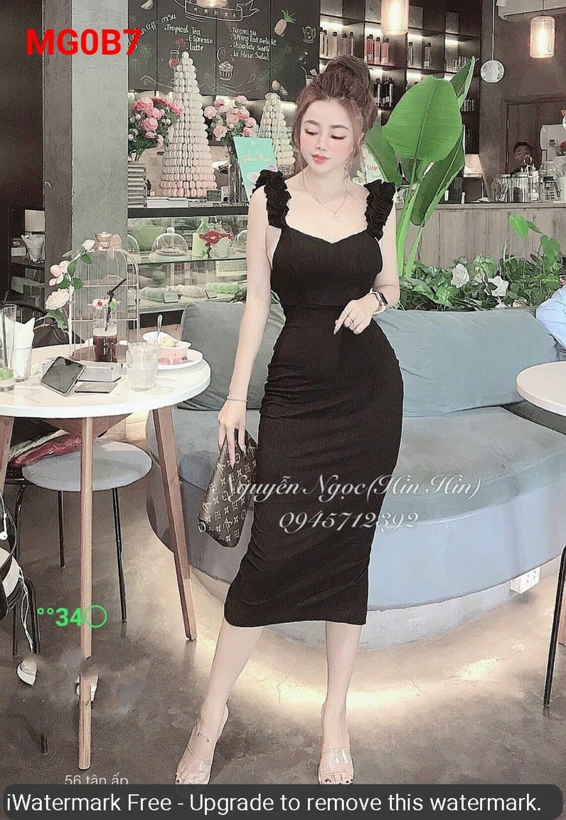 Đầm body gân tay cánh tiên, phụng hoàng