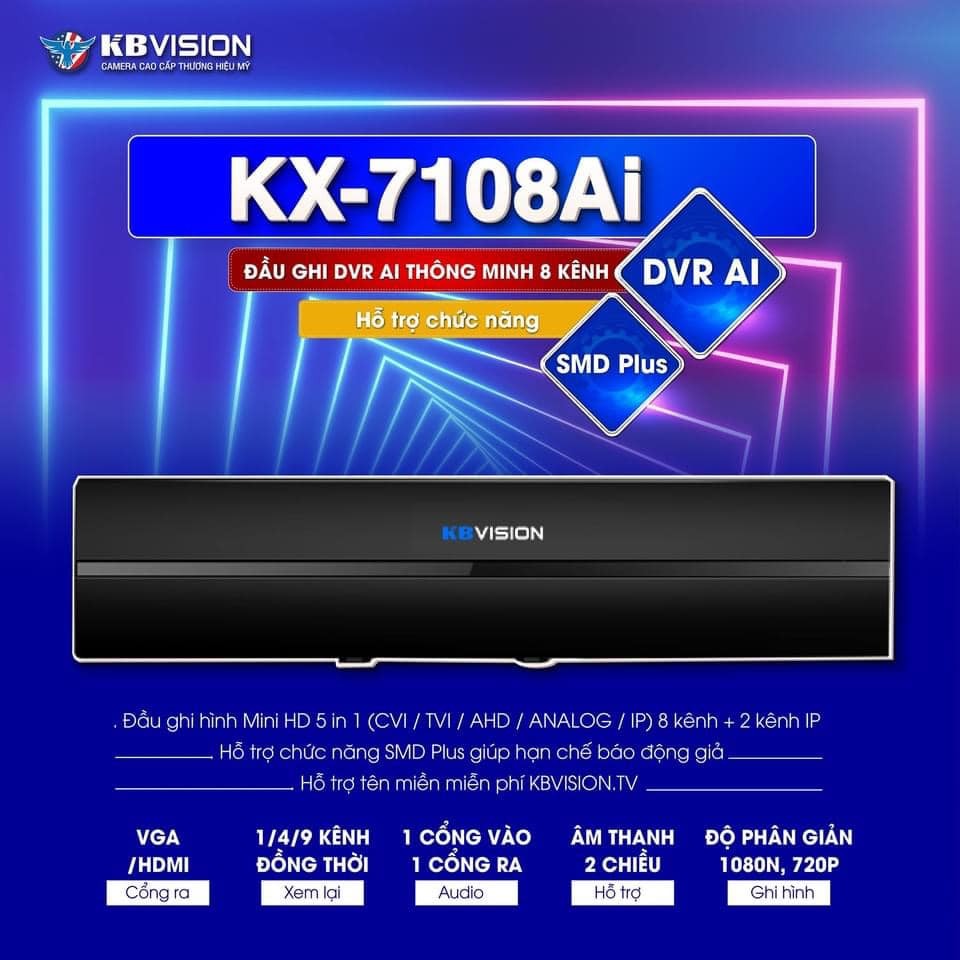 Đầu ghi hình 4-8 kênh 5 in 1 KBVISION KX-7108Ai - Hàng Chính Hãng - Bảo Hành 24th