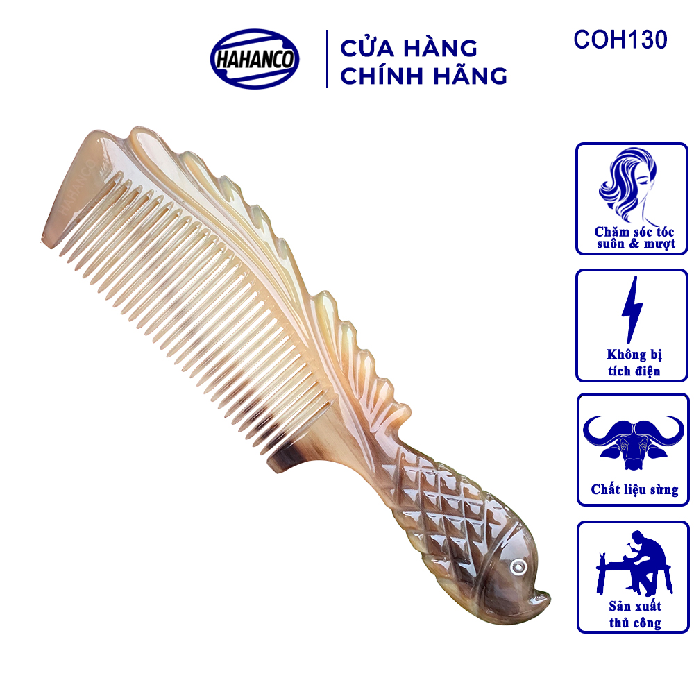 Lược sừng chuôi cá siêu đẹp hàng cao cấp - quà tặng chăm sóc tóc - coh130 - hahanco