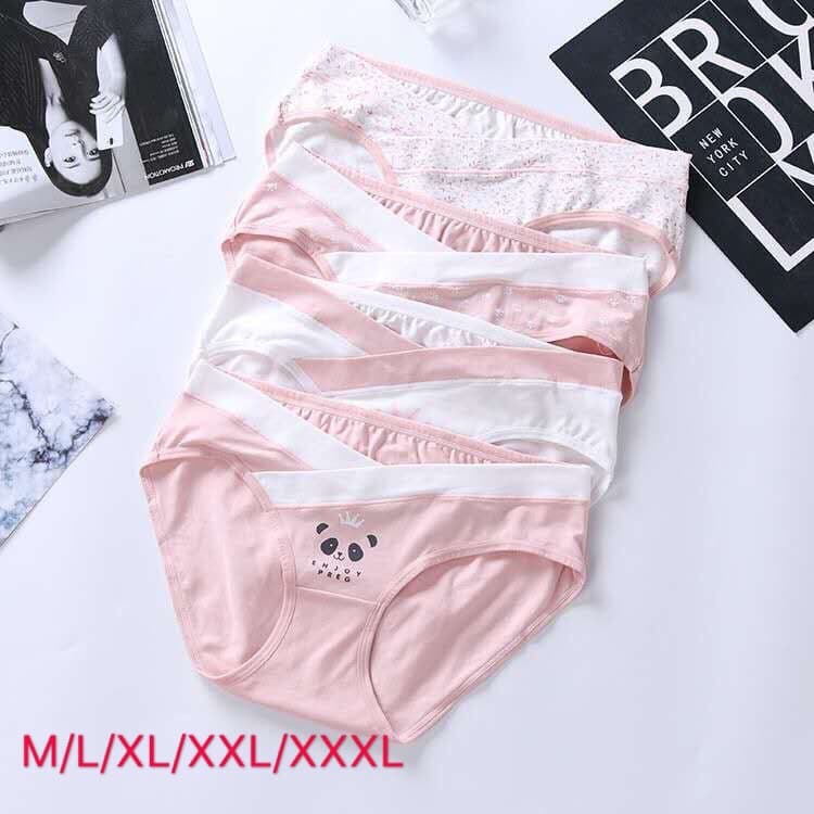 Sét 4 Quần Lót Bầu Cạp Chéo Xinh Sắn Cho Các Mom Bầu, Chất Cotton 100%, Đủ màu