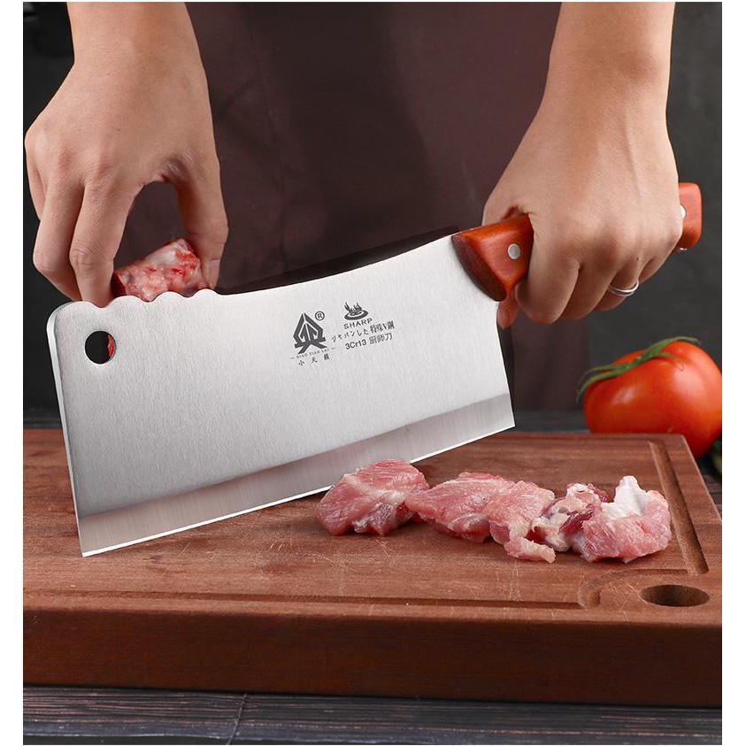 Dao Nhà Bếp Đa Năng Cán Gỗ Lưỡi Lớn Được Rèn Siêu Bén - Gia Dụng Nhà Bếp. Đức Nhung Store