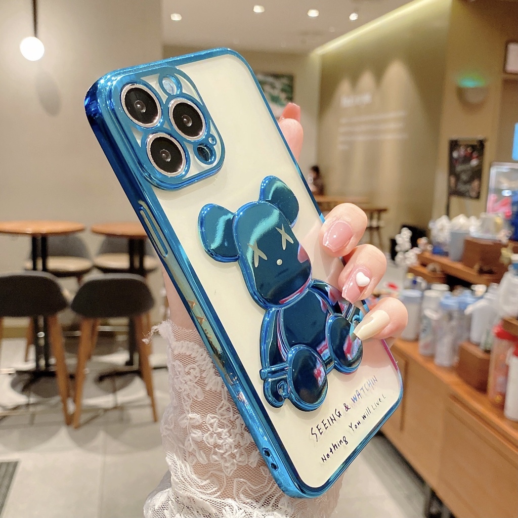 Ốp lưng in nổi hình gấu Bearbrick 3D cho iPhone 6Plus 7Plus Xsmax 11Promax 12Promax 13Promax