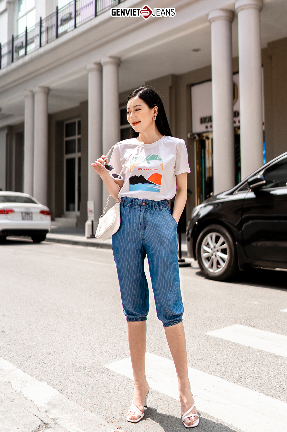 Quần ngố nữ jogger dq311m2164 genviet jeans