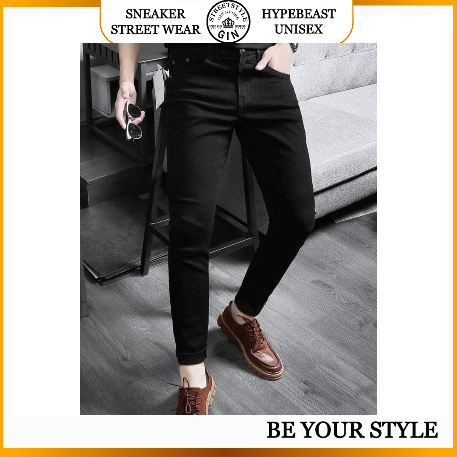 Quần jeans nam zr đen quần jean dáng skinny - gin store