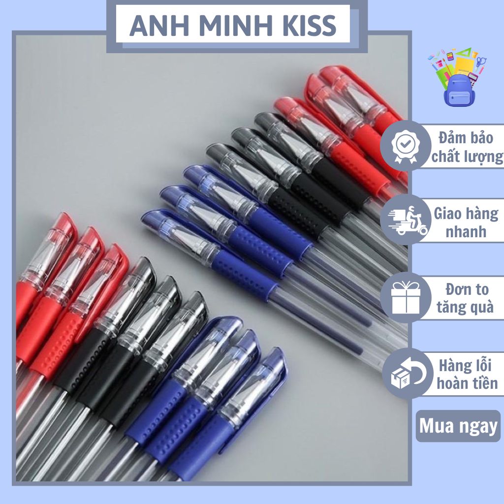 Hộp 12 cây bút gel nước mini mực xanh/tím/đỏ/đen