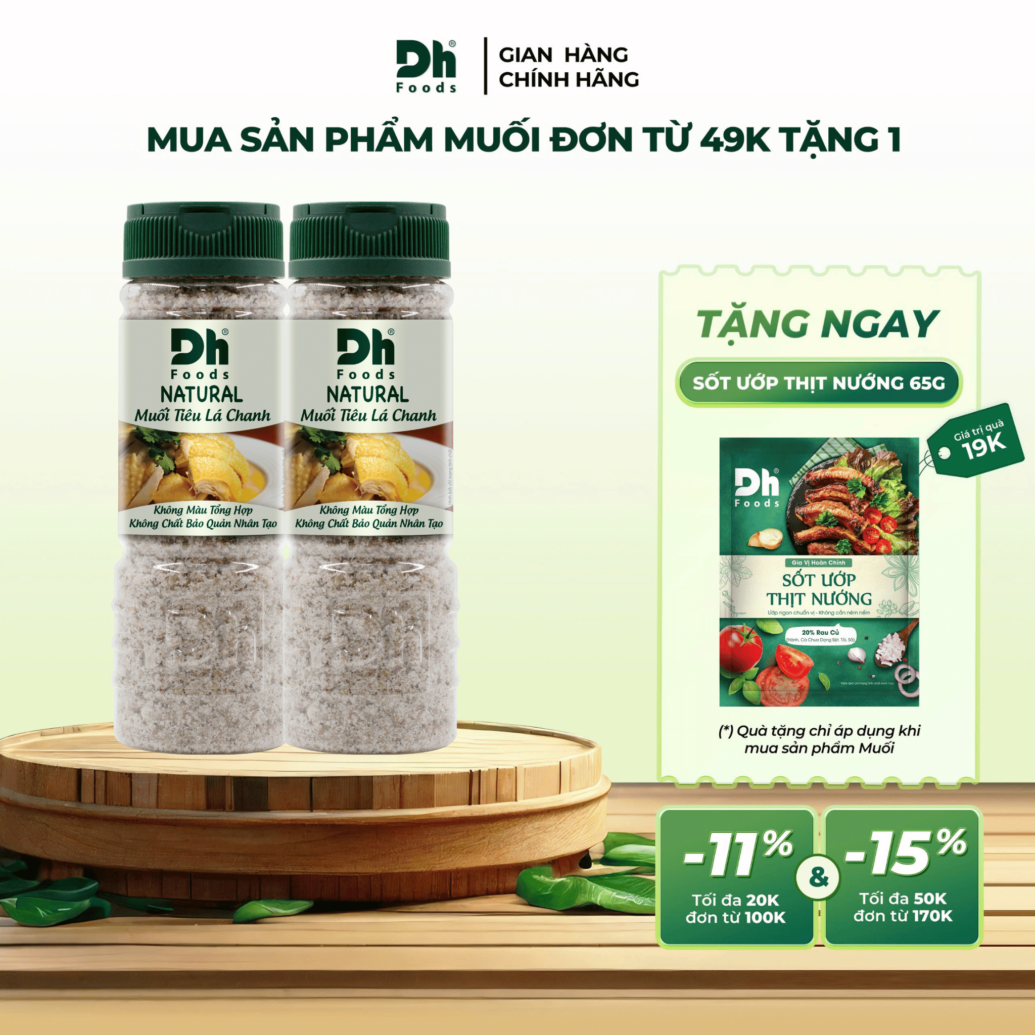 Natural Muối Tiêu Lá Chanh 110g Dh Foods- muối chấm tự nhiên Không Bột Ngọt, Không Màu Tổng Hợp, Không Chất Bảo Quản Nhân Tạo, Không Đường Hoá Học