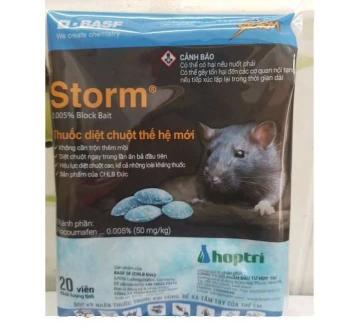 Diệt chuột thương hiệu Đức, BASF Storm chuyên diệt 95% các loại chuột tại nhà ở, dân cư, khách sạn, trại chăn nuôi, ngoài đồng.