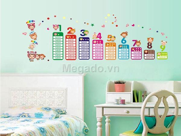 Decal tranh dán tường bảng cửu chương cho bé