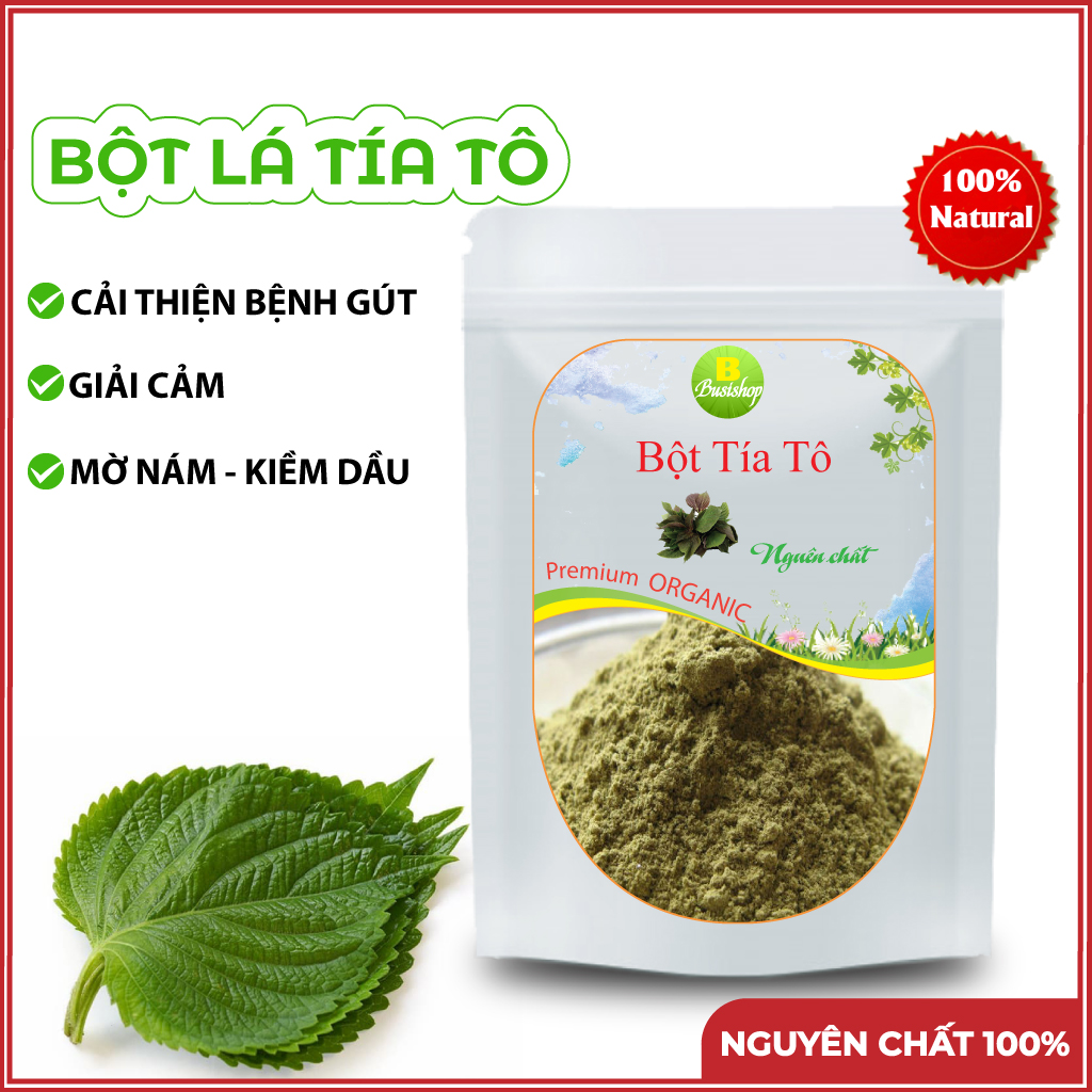 Bột Tía Tô Nguyên Chất 100g - Giảm mụn, mờ thâm nám, sáng da, hỗ trợ bệnh gout