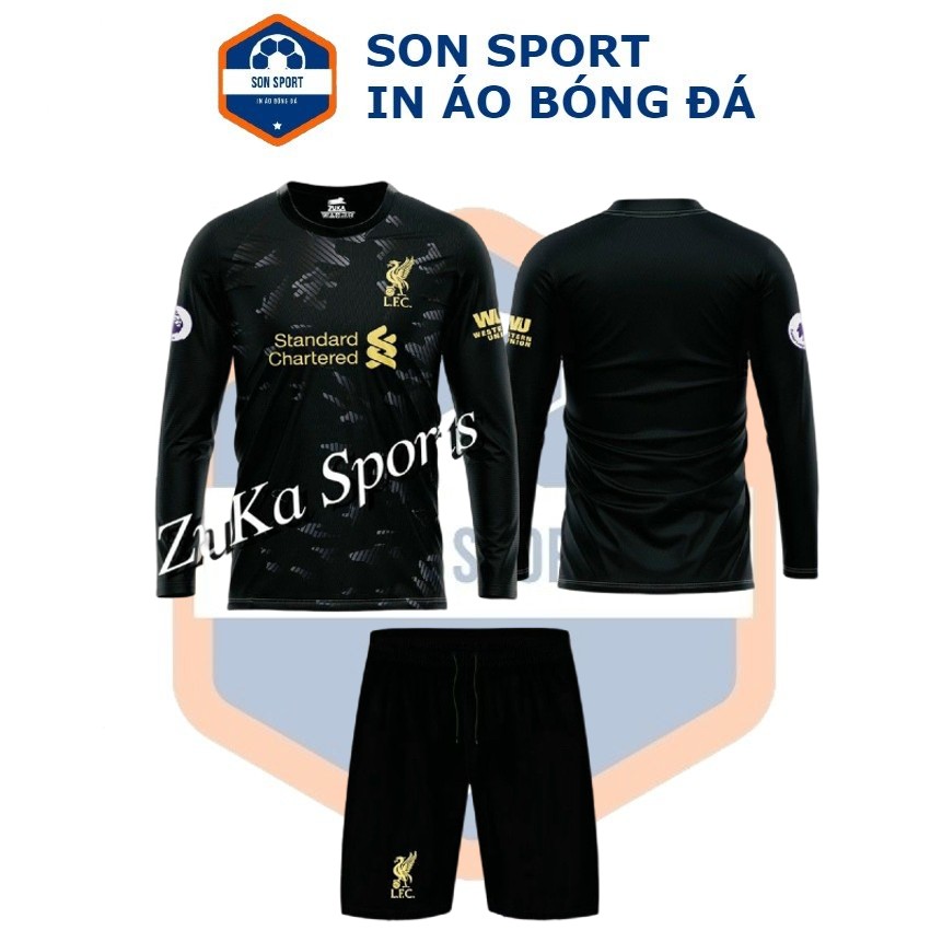 Bộ quần áo bóng đá dài tay clb liverpool đen