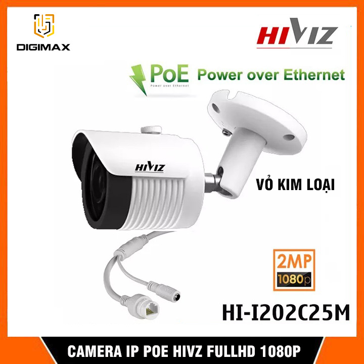 Camera IP POE Hiviz Full HD 1080P, 2.0MP Cao cấp, Onvif tương thích mọi đầu ghi hãng - bảo hành hãng