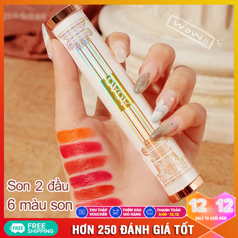 Son Kèm Gương 3 màu siêu lỳ lâu trôi dưỡng ẩm tốt mềm mịn nhiều tông màu - Son 3ce xanh - Son kim cương