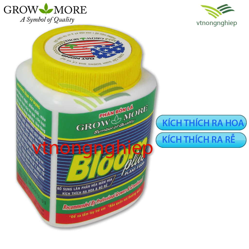 Phân bón lá  Bloom plus Plant Food- Grow more, kích thích ra hoa, ra rễ, bổ sung lân phân hóa mầm hoa, lọ 100(g) - vtnongnghiep