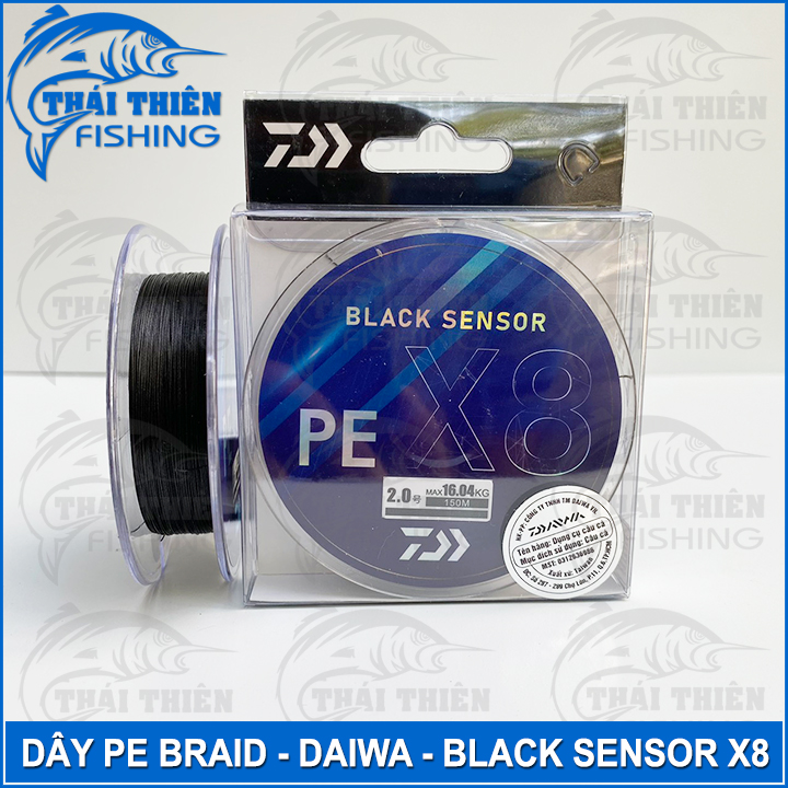 Dây câu lure pe braid x8 daiwa black sensor cuộn dài 150m màu đen
