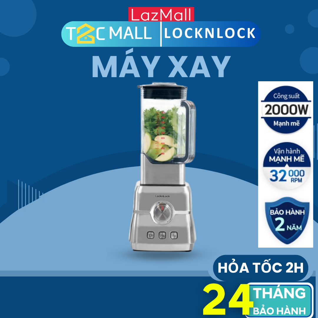Máy xay sinh tố locknlock ejm476slv , 3 chế độ cài sẵn nghiền đá, nhồi, và xay tốc độ cao - t2cmall